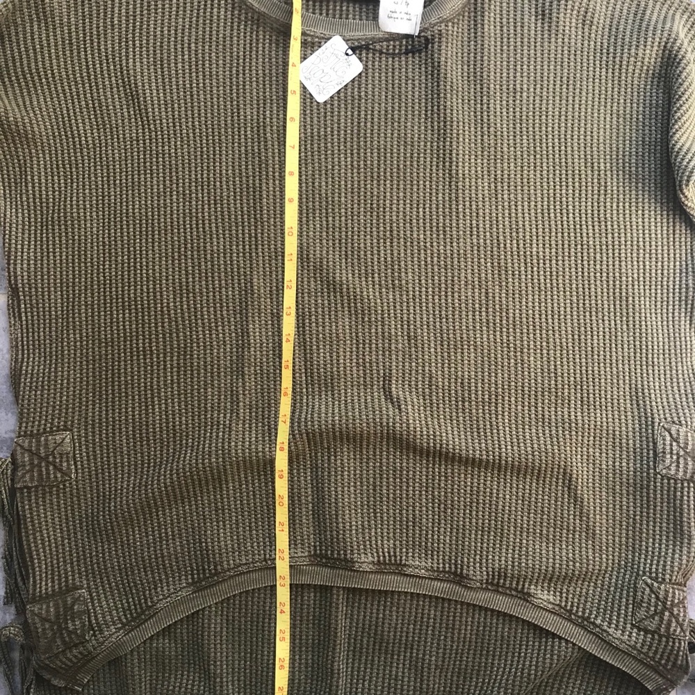 NEW Free People Waffle Olive Sweater Long XS - Picture 3 of 7